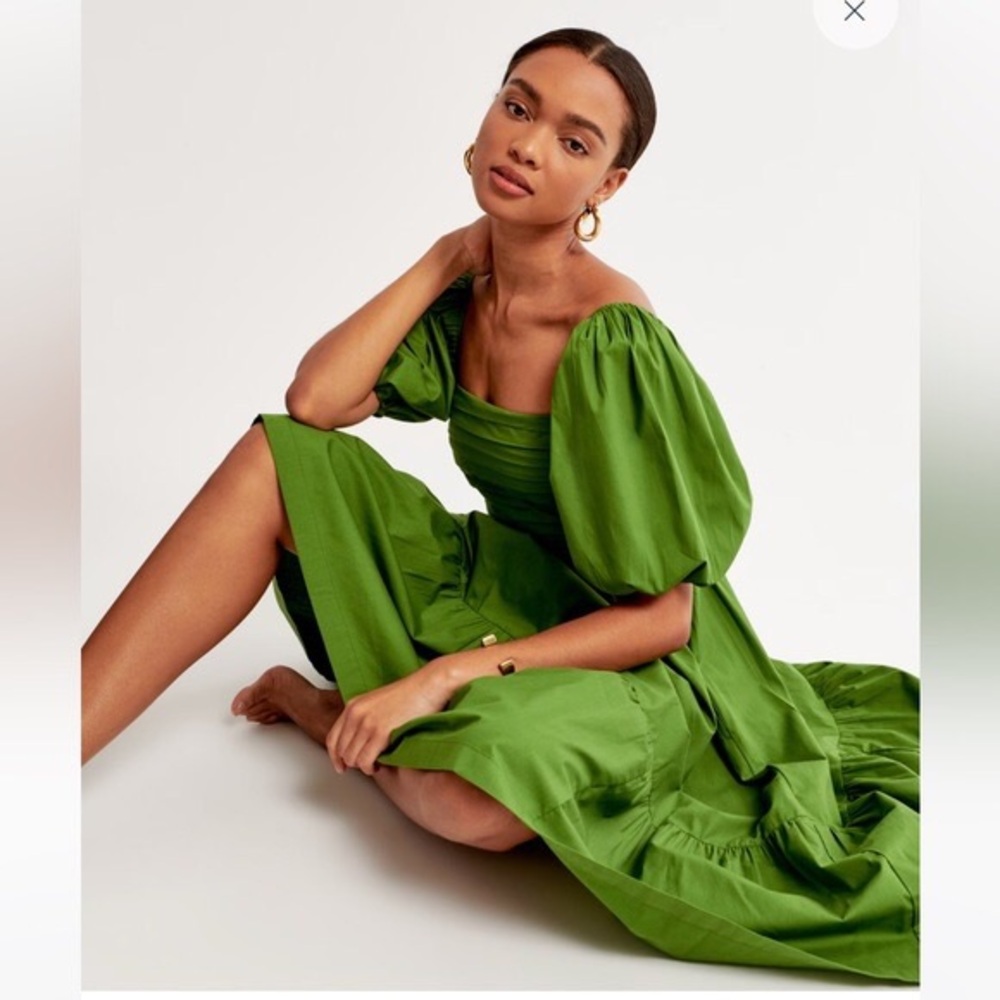 Emerson Poplin Puff Sleeve Midi Dress - Picture 3 of 7